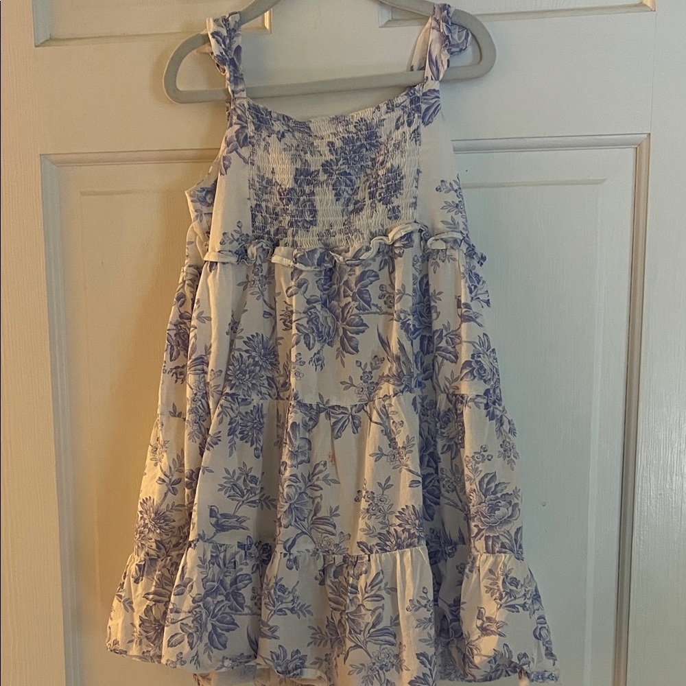 Floral Blue and White Kids Dress